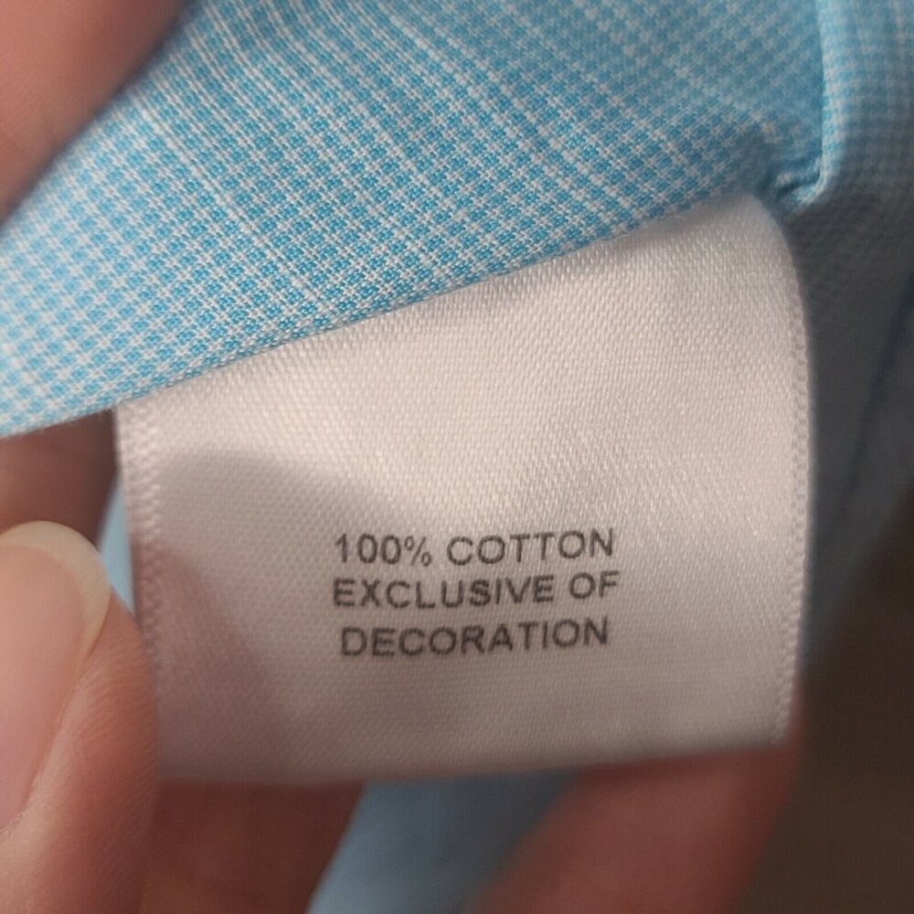 Cremieux Shirt Large Mens Light Blue Houndstooth Button Up Short Sleeve Cotton - Picture 11 of 12